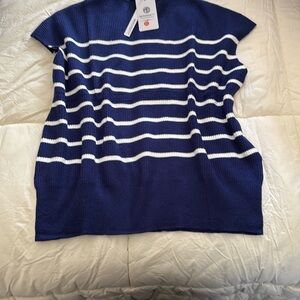 Navy and White Striped Sleeveless Sweater